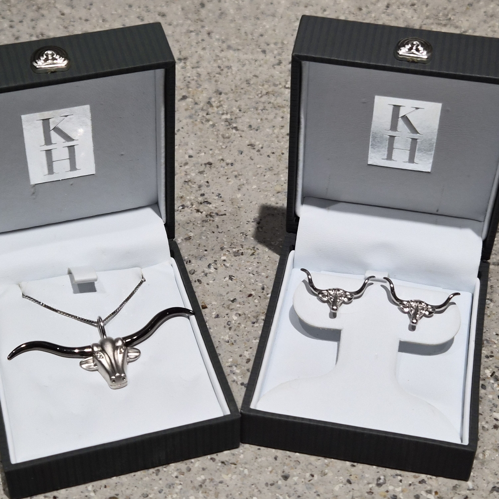 Silver Bull Necklace Set